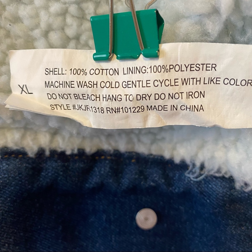 Trucker Jacket Blue Denim Sherpa Lined Women’s Size XL Ashley Vintage Charm - Picture 11 of 11